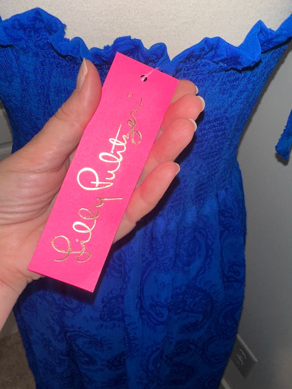 Lilly Pulitzer Rivera Smocked Midi Dress in Blue Grotto Size Large - Picture 9 of 12